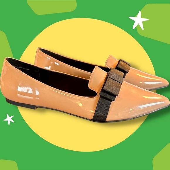 NWOT ASOS DESIGN ‘Wide Fit Luan Bow Pointed Ballet Flats’ in “Beige Patent” 10W - Picture 9 of 16